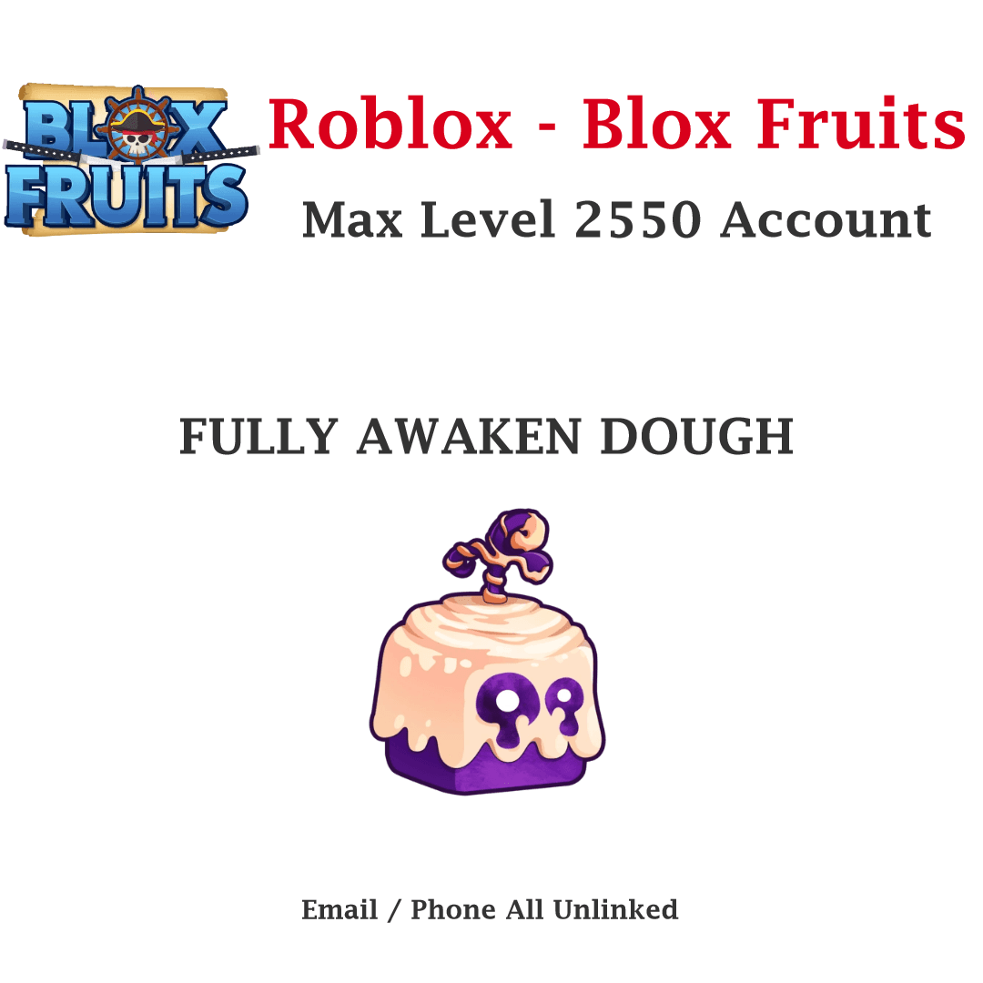 Roblox Blox Fruits max level 2550 account with fully awakened Dough fruit icon