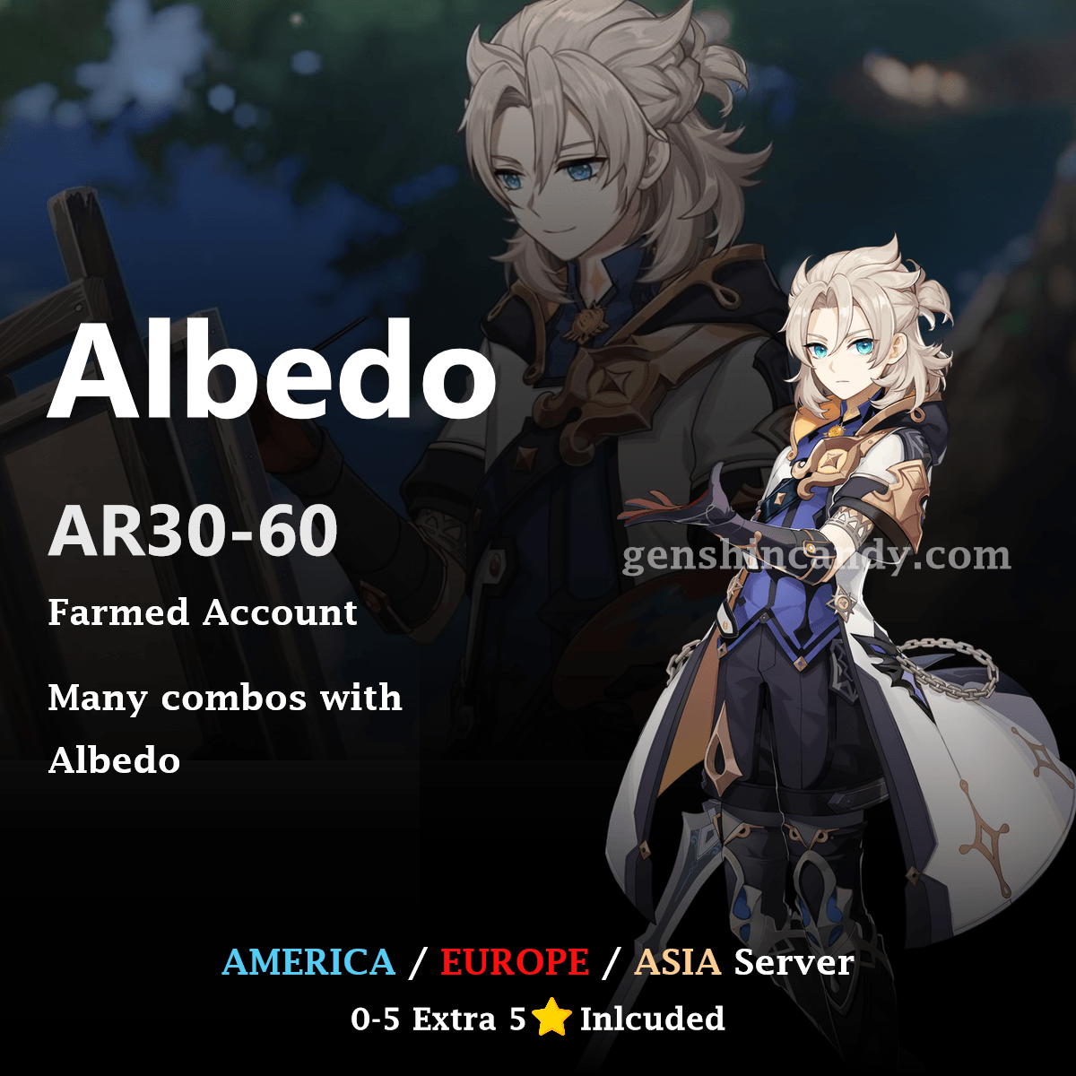Albedo Midgame Account Genshin Impact Account - GenshinCandy