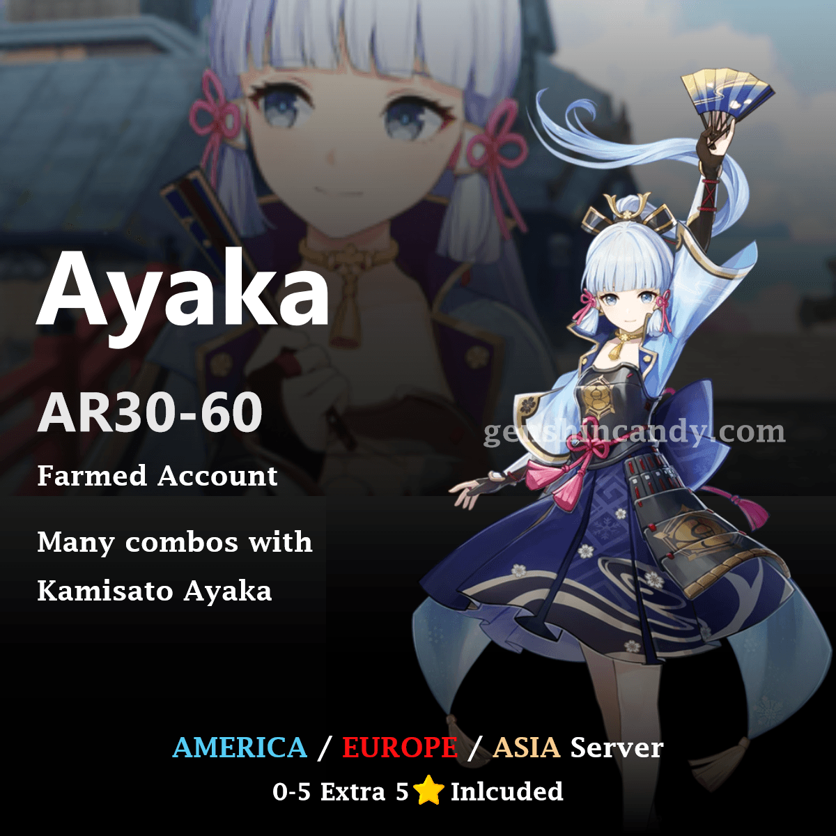 Ayaka Midgame Account Genshin Impact Account - GenshinCandy