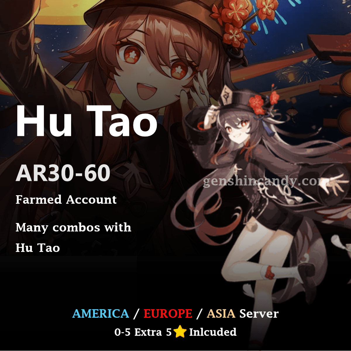 Hu Tao Midgame Account Genshin Impact Account - GenshinCandy