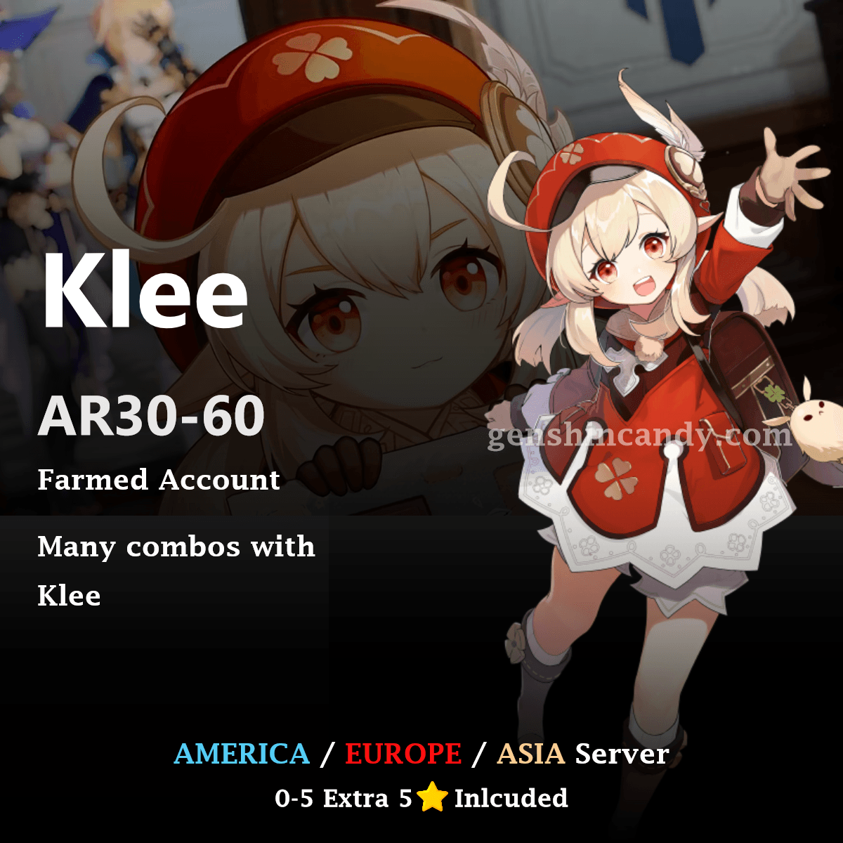 Klee Midgame Account Genshin Impact Account - GenshinCandy