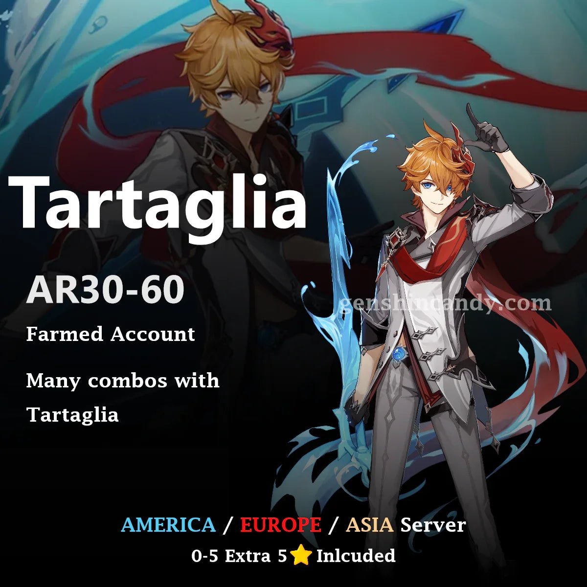 Tartaglia Midgame Account Genshin Impact Account - GenshinCandy