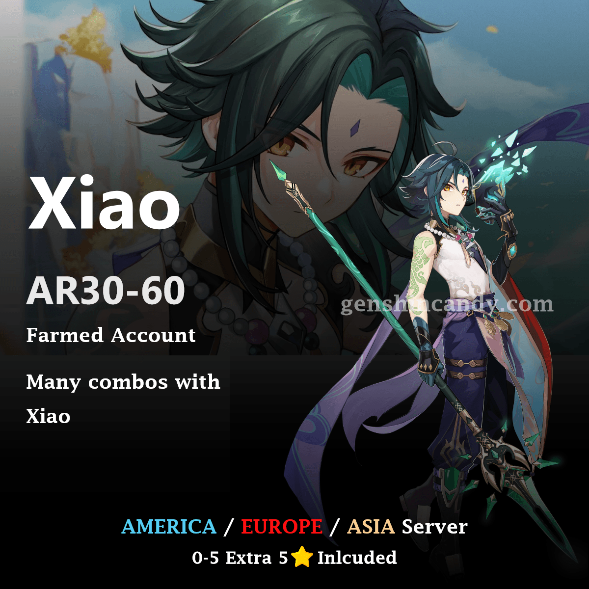 Xiao Midgame Account Genshin Impact Account - GenshinCandy