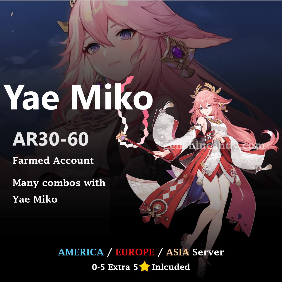 Yae Miko Midgame Account Genshin Impact Account - GenshinCandy