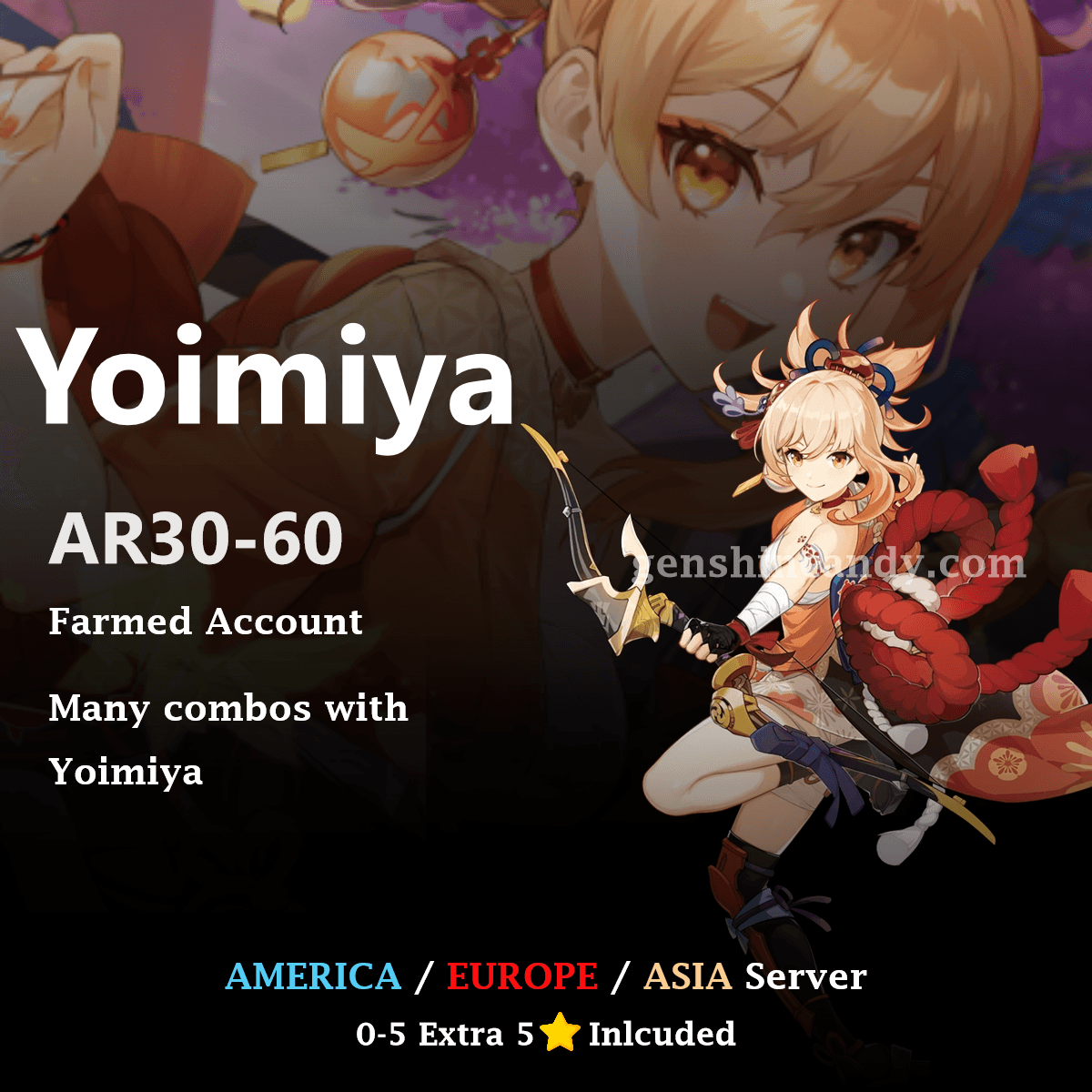 Yoimiya Midgame Account Genshin Impact Account - GenshinCandy