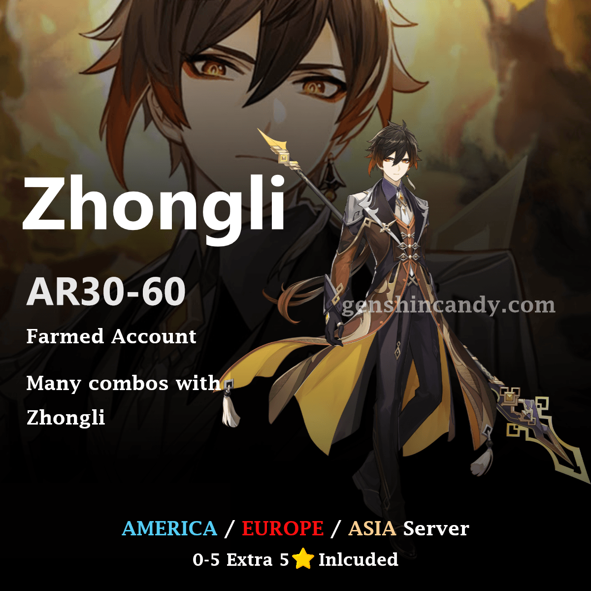 Zhongli Midgame Account Genshin Impact Account - GenshinCandy