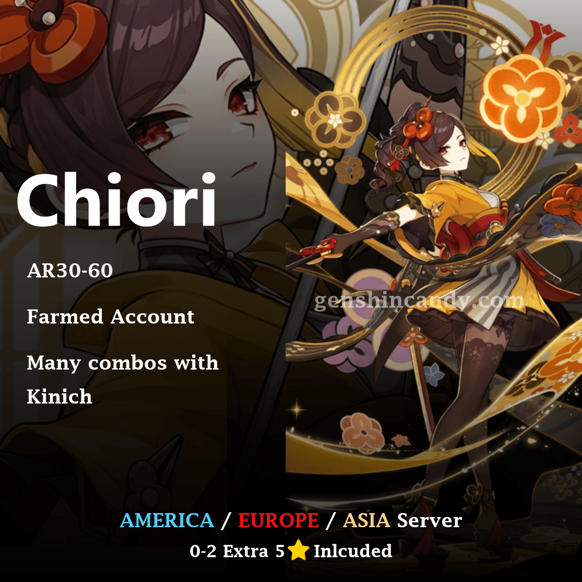 Chiori Midgame Account Genshin Impact Account - GenshinCandy
