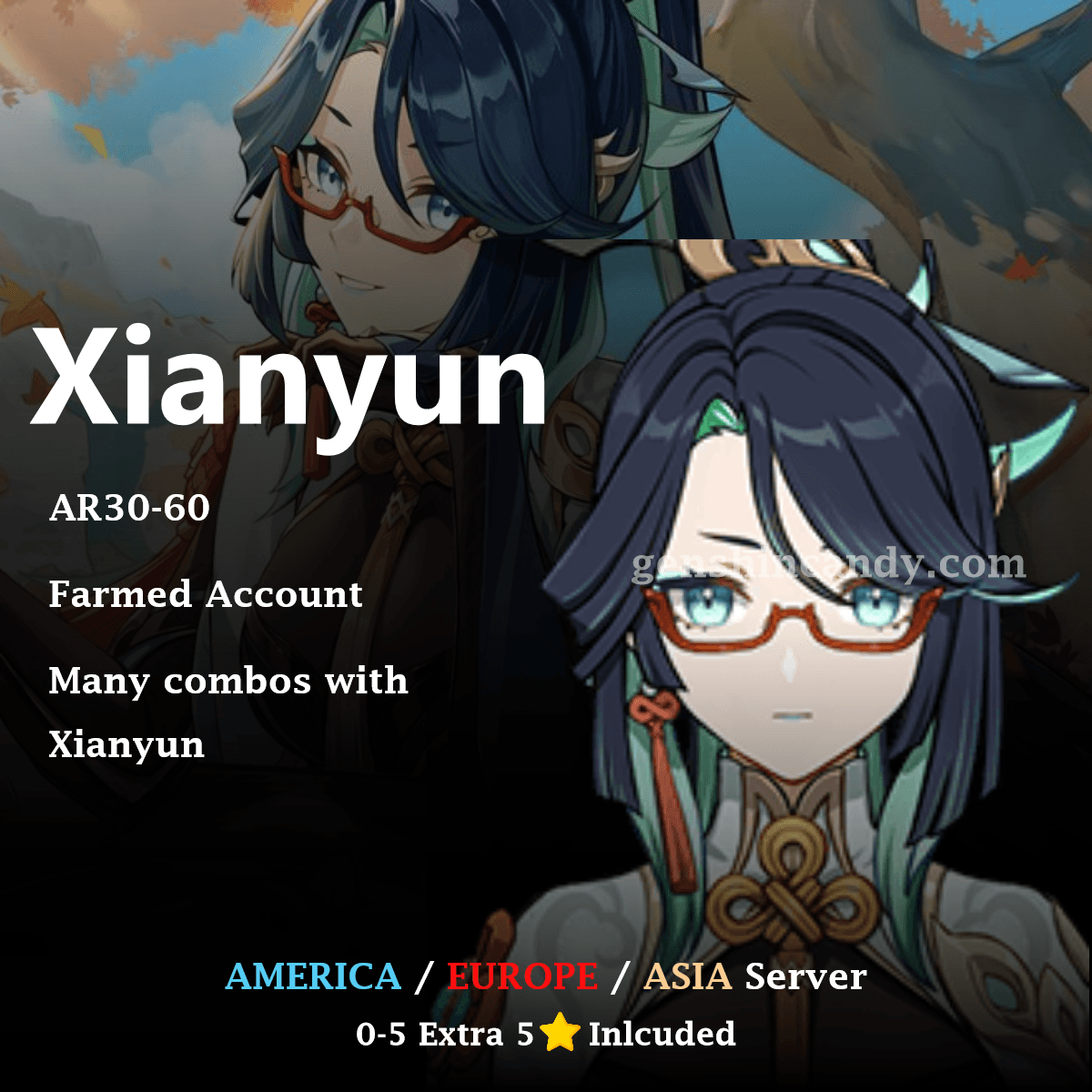 Xianyun Midgame Account Genshin Impact Account - GenshinCandy