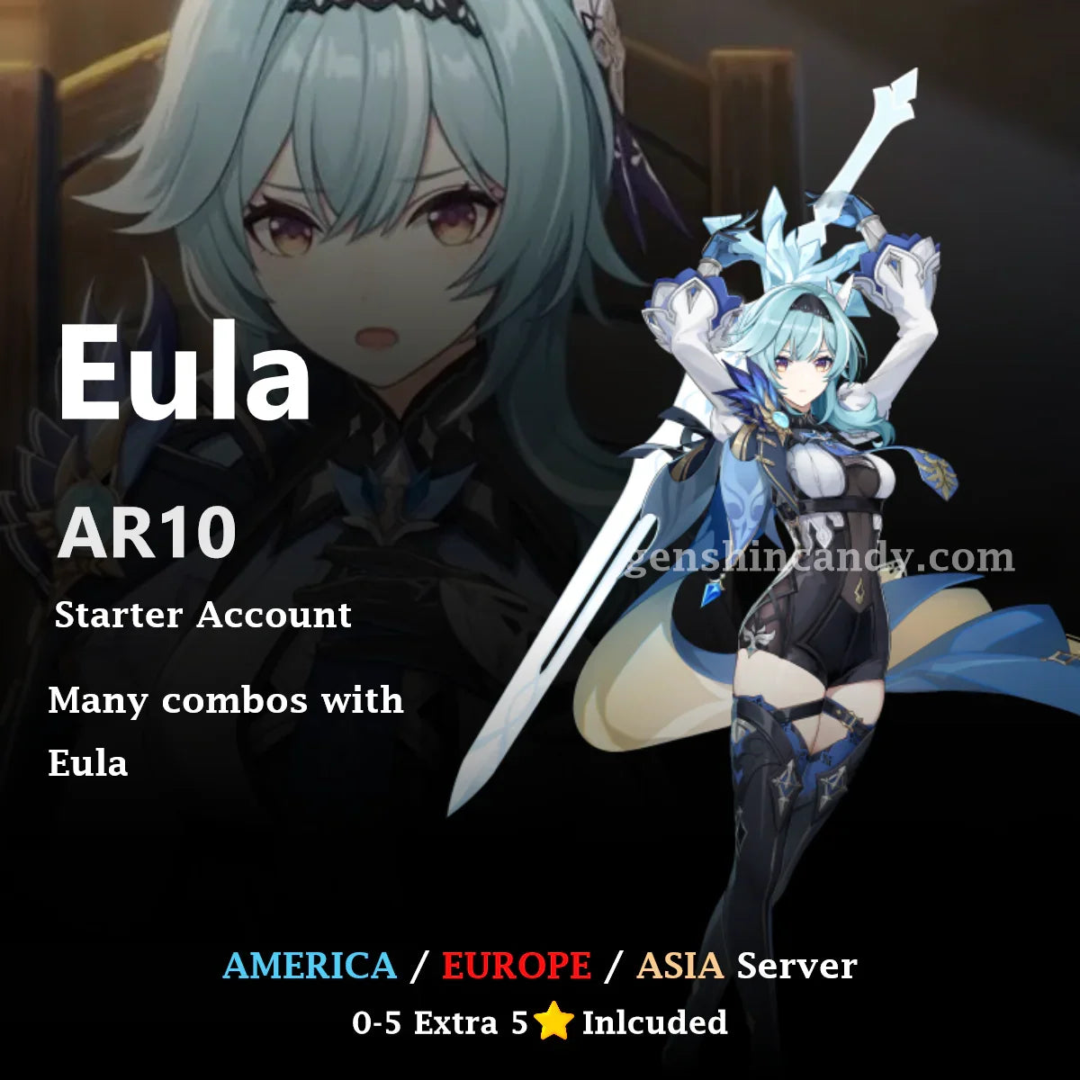 Eula Starter Account Genshin Impact Account - GenshinCandy