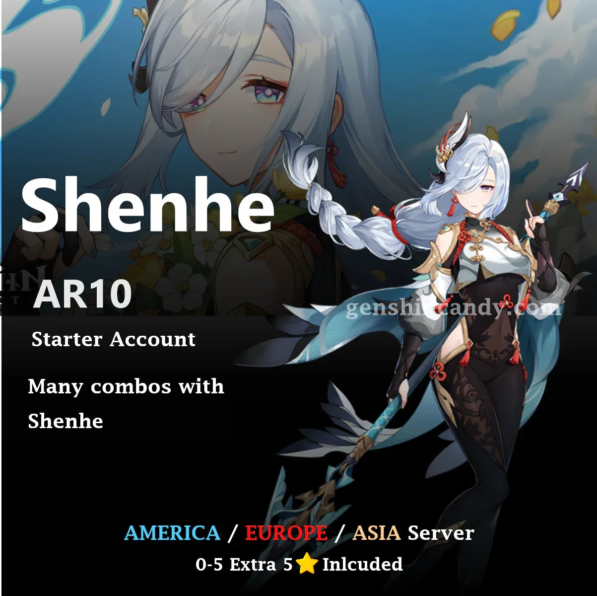 Shenhe Starter Account Genshin Impact Account - GenshinCandy