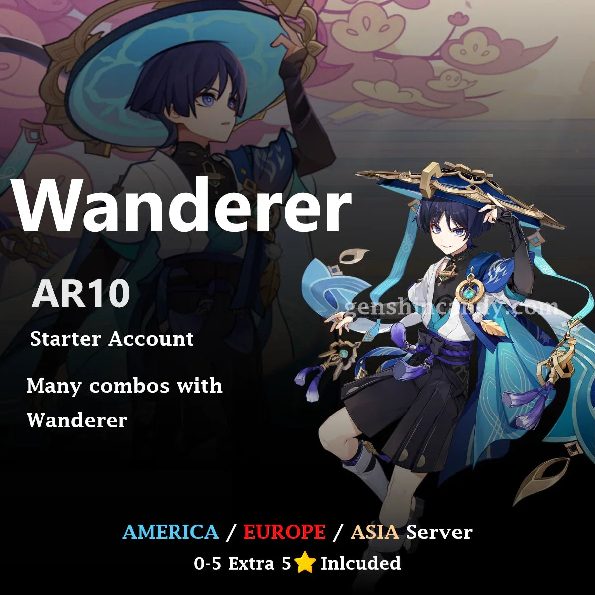 Wanderer Starter Account Genshin Impact Account - GenshinCandy