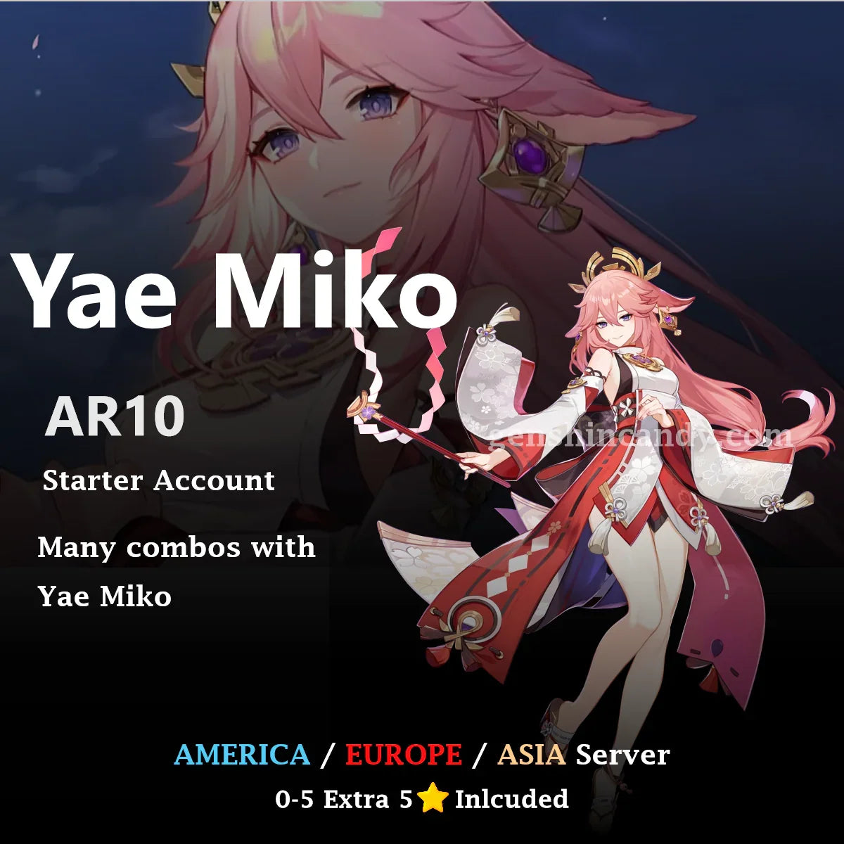 Yae Miko Starter Account Genshin Impact Account - GenshinCandy