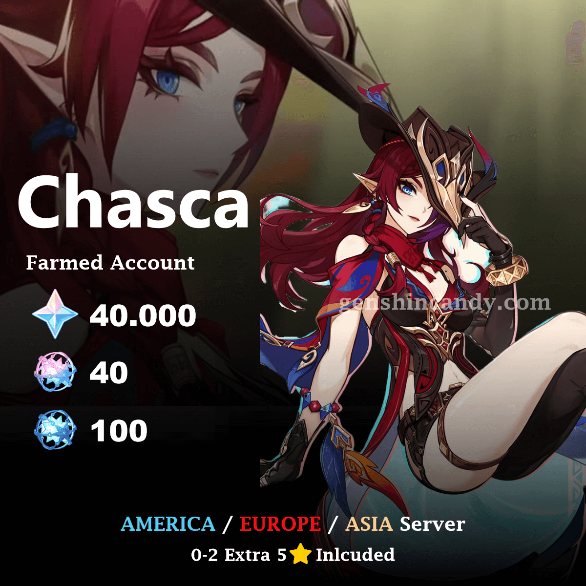 Chasca Account Genshin Reroll Account - GenshinCandy