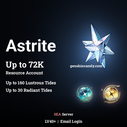 Wuthering Waves SEA server resource account banner - up to 72K Astrite with Lustrous and Radiant Tides, LV40+, email login.