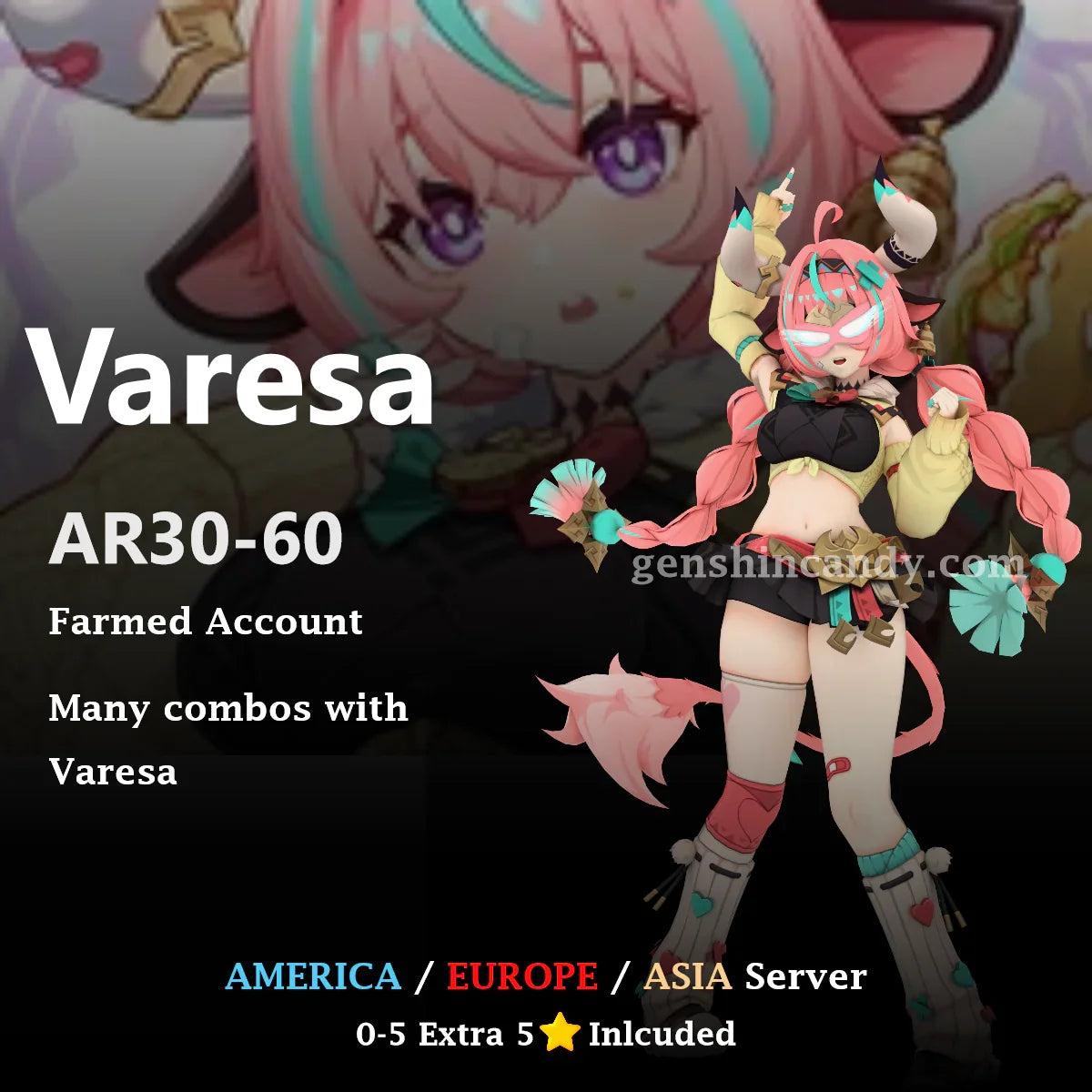 Varesa Midgame Account Genshin Impact Account - GenshinCandy