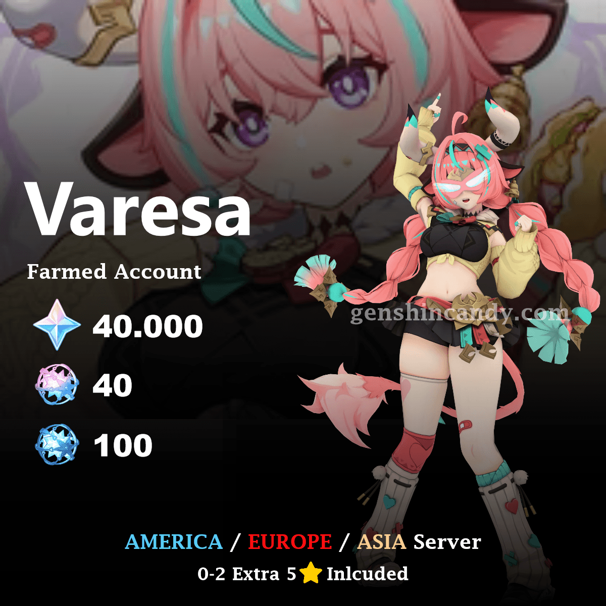 Varesa Account Genshin Reroll Account - GenshinCandy