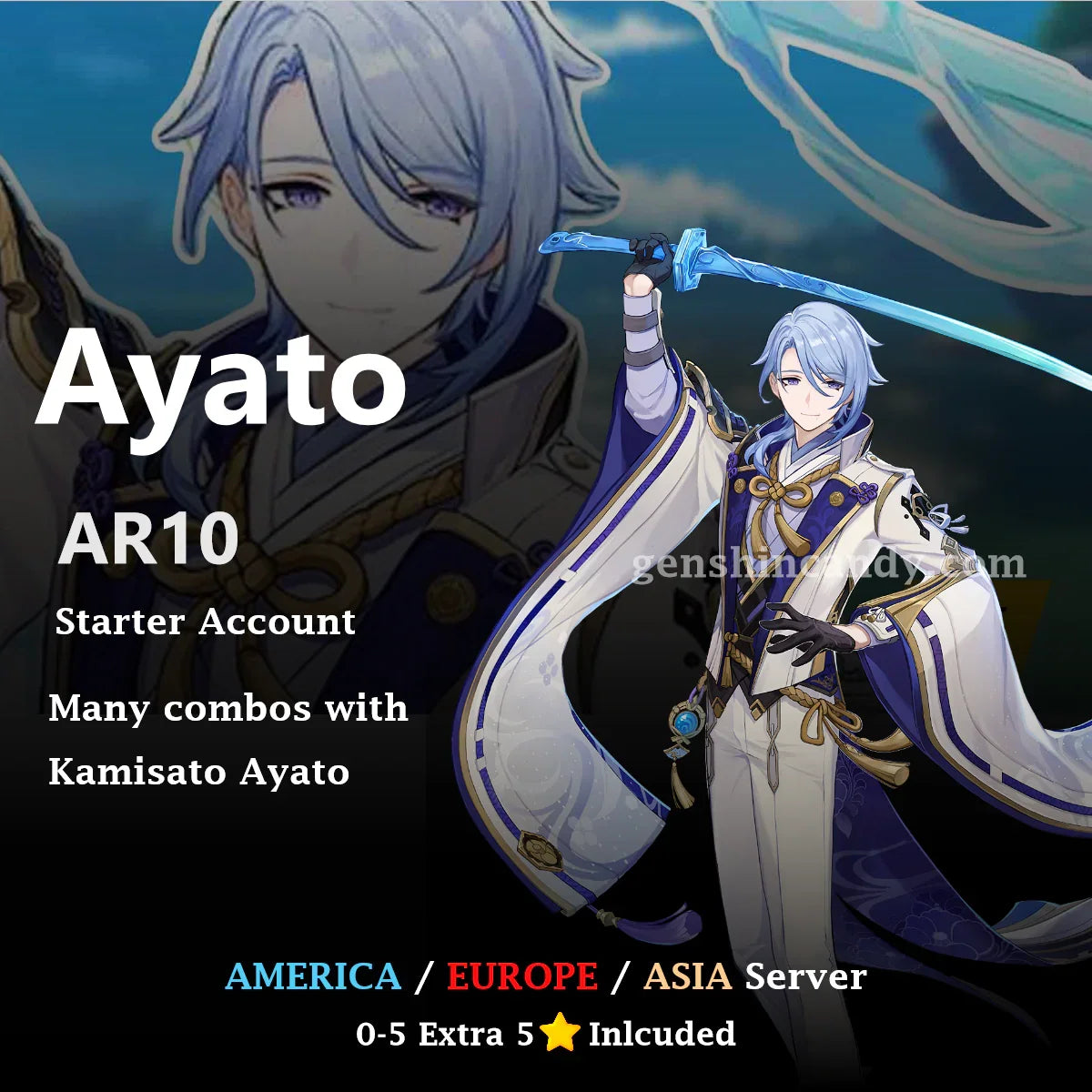 Ayato Starter Account Genshin Impact Account - GenshinCandy