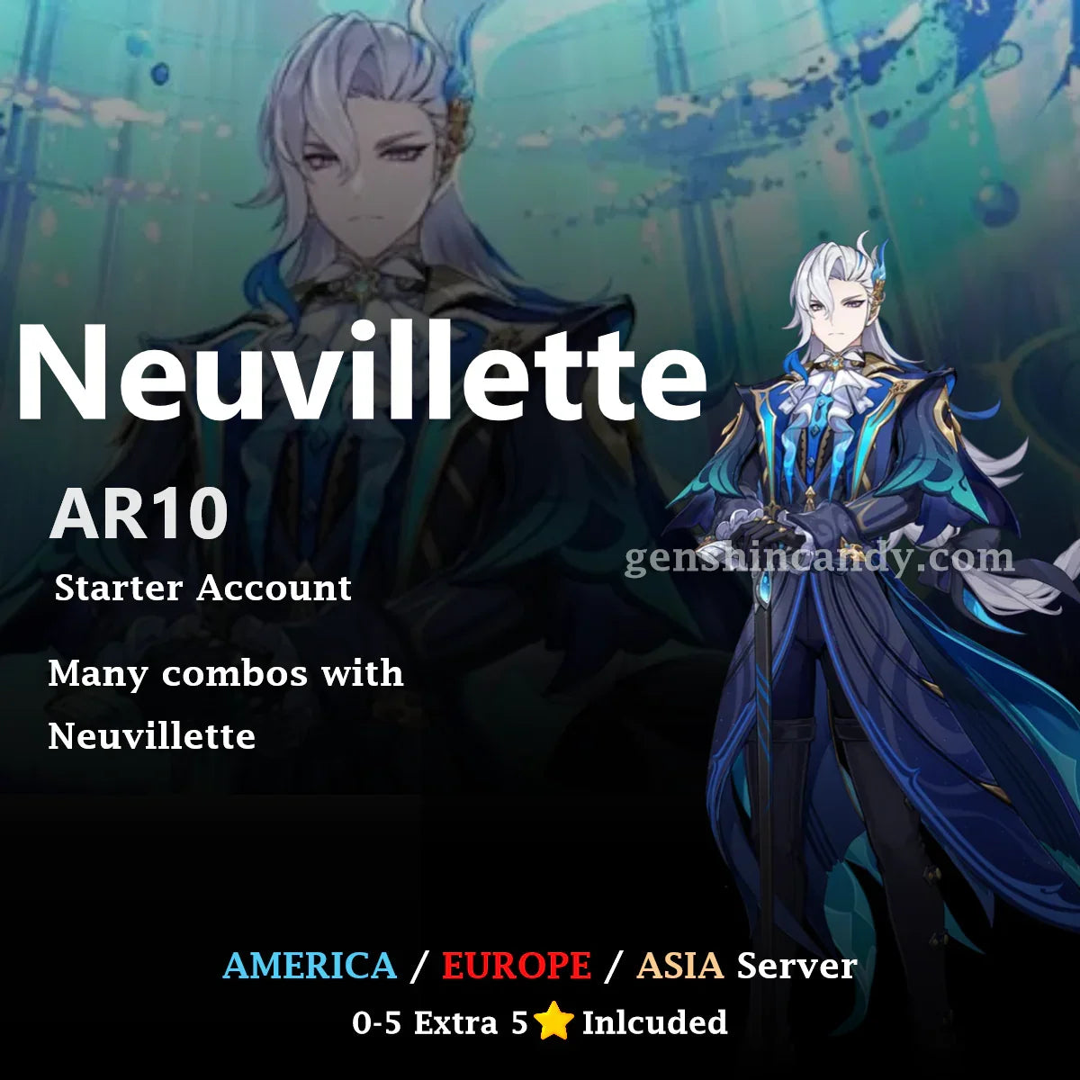 Neuvillette Starter Account Genshin Impact Account - GenshinCandy