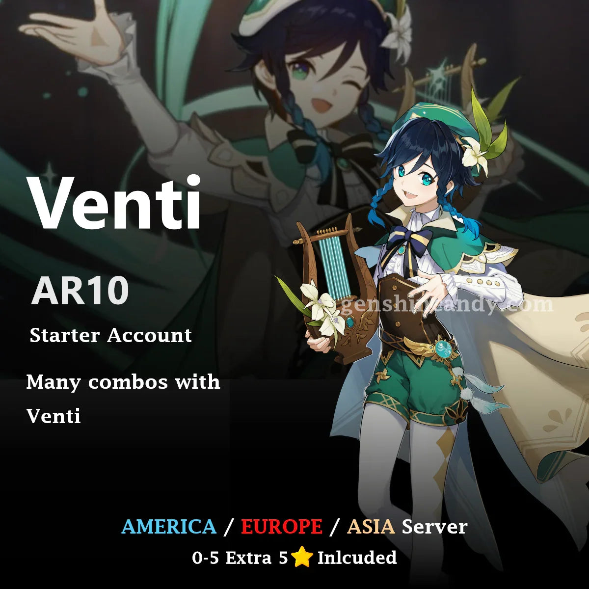 Venti Starter Account Genshin Impact Account - GenshinCandy