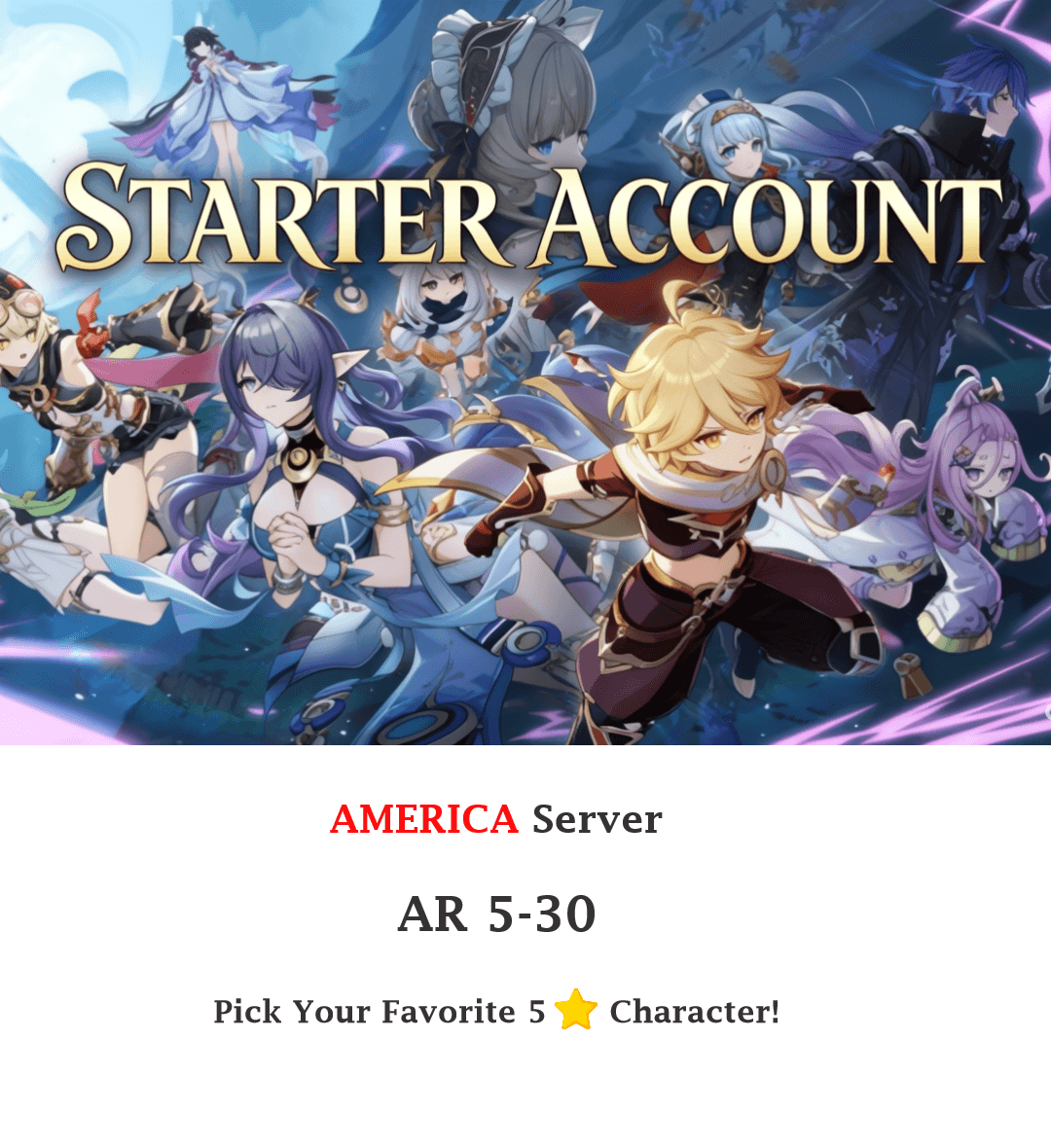 Genshin Impact Starter Account AR10 AR20 AR30 [Amerika Server]